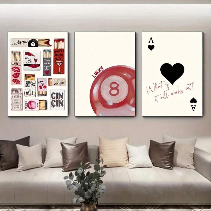 Chic Matchstick For Man Billiards Canvas Art Print - Modern Wall Decor For Living Room, Bedroom, Home Office - Unframed, Waterproof Poster Ideal For Spring/Fall Decoration - Multicolor - View 1