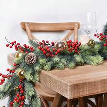 1PC 70.86in Christmas Garland, Artificial Christmas Greenery Garland Pine Leaves Realistic Spruce Garland For Holiday Mantel Fireplace Table Centerpiece Decor