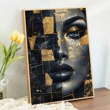 1 pieza Pintura de diamantes DIY, Arte femenino abstracto moderno en mosaico, Arte de diamantes, Decoración de pared surrealista sin marco, Adecuado para sala de estar y dormitorio, Regalo de vacaciones