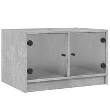 Coffee Table With Glass Doors Concrete Grey 68x50x42 Cm - Grey - View 3