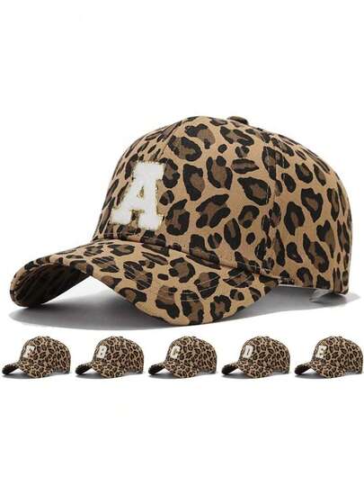 1 件女式可调节 26 个字母豹纹棒球帽，户外防晒休闲帽，适合春季、秋季、旅行、海滩，也适合男士