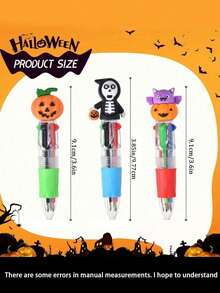 10 pièces - Stylos mini multicolores d'Halloween en 1 stylo à bille Halloween 4-en-1 mignon, stylo citrouille sorcière effrayante sorcière squelette. Convient pour les faveurs de fête d'Halloween, les cadeaux de friandises ou de fête d'anniversaire