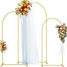 Soporte de arco de fondo para boda de 7,2 pies (aproximadamente 7,2 metros), 6,6 pies (aproximadamente 6,6 metros), 6 pies (aproximadamente 1,5 metros) de arco de metal dorado, adecuado para decoración de bodas, fiestas de bebés y cumpleaños