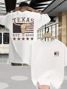 Men's Streetwear T-Shirt Country Rodeo Texas Cotton Round Neck - 白色 - 查看 2
