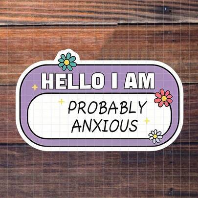 3-Inch "Anxious Intro" Sticker - Relatable And Whimsical Vinyl Sticker For Mental Health Fans, Introverts, Laptops, Notebooks, Water Bottles, And Mood Zones | Great For Friends, Colleagues, Students, And Wellness - Minded Individuals | Perfect Gift For Those Who Adore Candid Expressions And Unique Designs | Charming Sticker For Light - Hearted Vibes, Mental Health Relatability, And Unique Decor