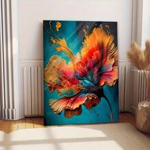Abstract Floral Canvas Wall Art With Wood Frame - Bright And Colorful Modern Classic Decor Style For Living Room, Bedroom, Office, Kitchen Decor - Perfect Home Decor Gift, Kitchen Art | Vibrant Wall Art | Wall Decor, Ready To Hang - 橘色 - 查看 2