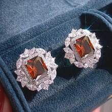 1 Pair Luxury Cubic Zirconia Stud Earrings For Women, Suitable For Wedding, Party, Engagement, Anniversary, Valentine's Day Jewelry Gift