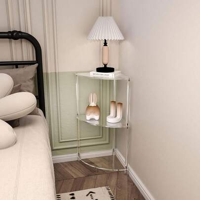 1 件亚克力透明三角形落地角架，2-4 层现代家居落地角桌，适用于客厅、卧室、浴室