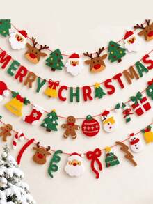 1 pièce Décoration de bannière de Noël, sapin de Noël, cerf, Père Noël, bonhomme de neige, pain d'épices. Décoration de scène d'ambiance d'arbre de Noël. Décoration suspendue de drapeau coloré. Convient pour la décoration intérieure/extérieure, décorations de cheminée de style ferme pour Noël, décoration de maison de Noël, décoration de fête de Noël, décoration de salon, Joyeux Noël, cadeaux de Noël