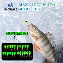 MAFIMOEA 20-22 piezas Juego de señuelos de pesca de hielo mini que brillan en la oscuridad, el mejor accesorio para la pesca de invierno, adecuado para la trucha, el bajo y los peces de agua dulce