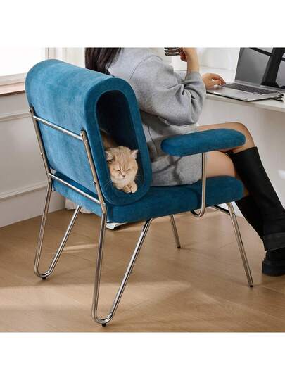 Sairedel Office Stoel Integrated Cat Bed In The Backrest Scratch Resistant Pet Owners Wide Seat Interchangeable Armrests Human Friendly view 4