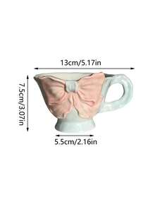 1pc 180ml手绘蝴蝶结陶瓷咖啡杯，手工扁平手柄马克杯，适用于咖啡拿铁，手工咖啡，办公室牛奶杯，水杯，节日礼物，女朋友杯，下午茶杯，节日装饰Back To School Back To School - 彩色 - 查看 14