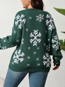 Christmas Women's Casual Comfortable Romantic Retro Modern Commute Office Teacher Outfit Snowflake Knit Crew Neck Sweater, Suitable For Home, Holiday, School, Office, Date Night, Birthday Party, Travel, Country Music Concert, Airport, Spring, Autumn, Winter