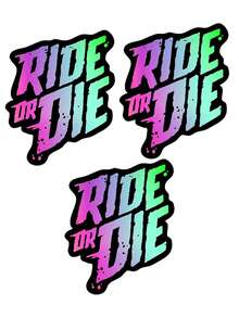 Pegatina impermeable de PET para bicicleta "RIDE OR DIE", con letras llamativas y diseño resistente a los arañazos y colorido, duradera y decorativa para cuadros de bicicleta, adecuada para bicicletas de carretera, bicicletas de montaña, accesorios de ciclismo, entusiastas del DIY y ciclistas. La opción ideal para todos estos grupos.