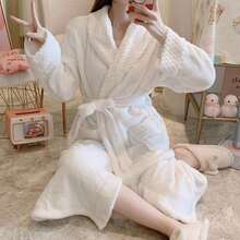 2024 Winter Neue Korallenfleece Bademantel, Dicker & Langer Flanell Bademantel für Frauen, Frühling & Herbst