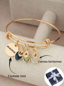 Custom Birthstone Bracelet For Mom Personalized Birthstone Jewelry Grandma Gift Family Birthstone Initial Mother's Day Gift Expecting Mom,Halloween Jewelry,Chic Autumn,Delicate Romance