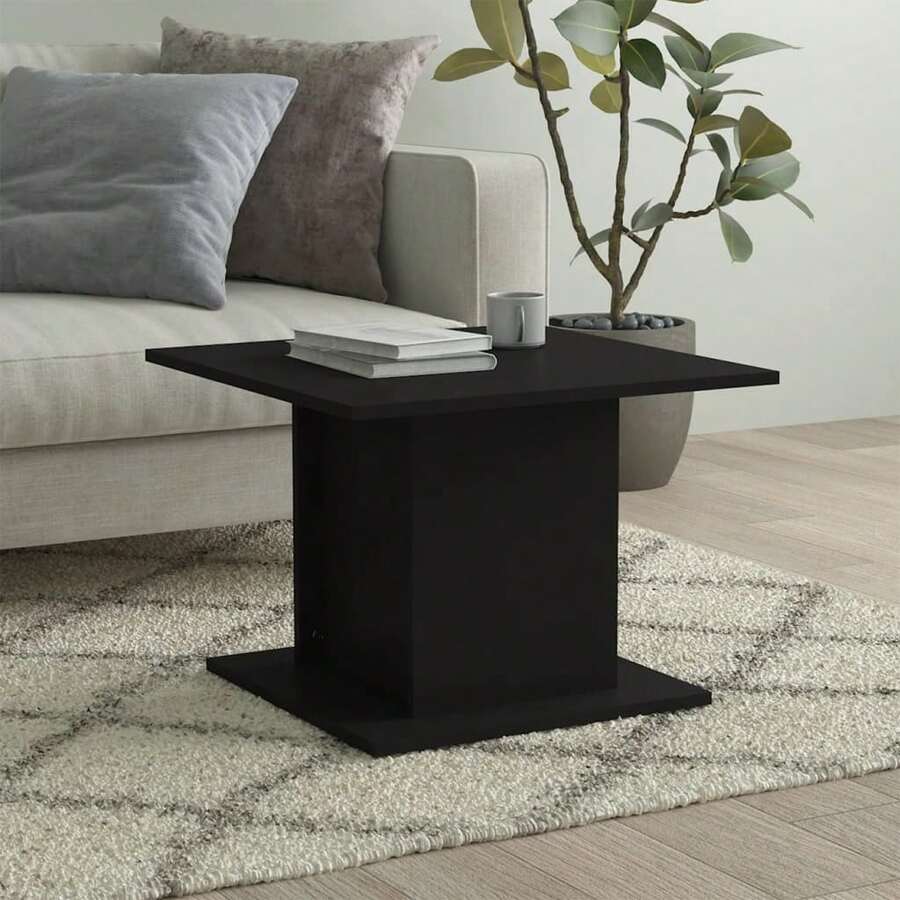 Coffee Table Black 55.5x55.5x40 Cm Engineered Wood - Black - View 1