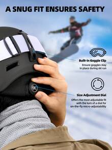 Snowboard Helmet Set With Goggles For Adults, Sturdy PC Shell & Shock-Absorbing EPS Foam & Soft Lining, Snow Sports Helmet And Glasses For Men And Women - 黑色 - 查看 6