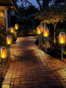 Outdoor Solar Torches, Solar Path Lights, Solar Lawn Lights, Solar Garden Lights, Solar Flame Lights, Solar Lighting, IP44 Waterproof Landscape Lights, Suitable For Yard, Villa, Gazebo, Garden, Patio, Party, Picnic, Halloween And Other Lighting Occasions - Multicolor - View 13