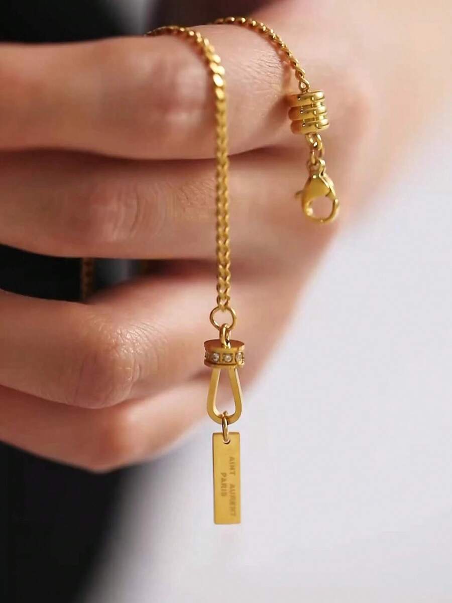 1 件韩式锆石方形吊坠脚链，具有高端简约设计感。 - 方牌吊墜腳鍊 - 查看 1