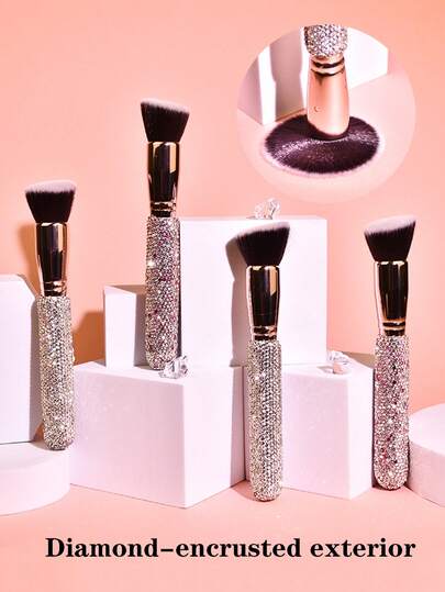 Diamond-Studded Appearance, Shiny, Large Powder Puff, Honey Brush, Makeup Brush, Beauty Tool, Makeup Tool, Suitable For Foundation Makeup, Powderush Brush, Suitable For All Skin Types, Nail Cleaning Brush, Professional Makeup Brush, Blush Brush,Foundation Brush,Concealer Brush,Blush Brush,Contour Brush,Blush Brush,Bronzer Brush,Powder Brush,Foundation Brush,Blush Brush