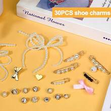 30 件运动鞋鞋饰 - 鞋带饰物包含蝴蝶结/夹子/别针、鞋子装饰饰物和鞋子珠宝扣 DIY 运动鞋配件 - 多色30pc - 查看 5