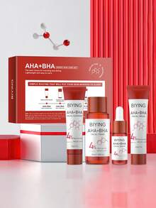 (Regalo de Navidad, Halloween, Acción de Gracias) Estuche de regalo de cuidado de la piel Mooyam AHA + BHA Juego de 4 piezas: Limpiador, Esencia, Crema Esencia, Tónico, Hidratante y Iluminador, Nutritivo y Humectante. Estuche de regalo de cumpleaños, estuche de cuidado de la piel para viajes