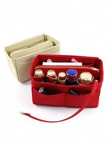 1pc Extra Large/Large/Medium/Small Felt Fabric Liner Bag, Large Capacity Makeup Bag, Felt Bag With Removable Inner Pouch, Minimalist Organizer