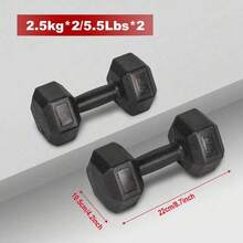 Juego De Mancuernas Hexagonales Compuesto Por Dos Mancuernas With Pesos De 2 Kg, 5 Kg, 7.5 Kg And 10 Kg, With Revestimiento De Vinilo. Adecuadas For Exercisers Of The Superior Part Of The Body, Training Of The Foot, Exercises Of The Gymnasium And Training Of The Entire Body. - 黑色 2.5kgX 2/5.5Lbs X 2 - 查看 2
