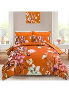 7 Pieces Purple Floral Comforter Sets Full Queen King Bed In A Bag,Elegant Flower Comforter With Sheet Set, Soft Microfiber Bedding Set For Wedding Items,Valentines Day Home Bed Room Decor,Mothers Day Gift,All Season - 紅陶 - 查看 9