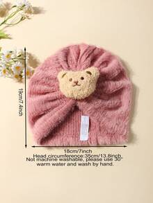1pc Cute Bear Plush Baby Hat + 1 Pair Cute Anti-Slip Bear Leg Warmers Set, Suitable For Everyday Use - Multicolor - View 2