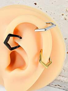 1 pieza Pendiente de aro de acero inoxidable de 16G con geometría asimétrica punk para la nariz, el septo, el labio, el cartílago y Daith como regalo para mujeres