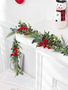 1 Stück künstliche rote Frucht Schleifen Girlande Dekoration, nordischer Stil Weihnachts Heim Wohnzimmer Kamin Atmosphäre Dekoration, Heim Fenster Ausstellung Festival Wohnzimmer Hängende Dekoration, Eingangsbereich, Büro Weihnachtsdekoration Heim Dekor Weihnachtsdekorationen Raumdekoration Winter