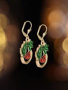 Brincos Vintage Elegantes de Flor Pendente, Liga de Cobre Banhada a Ouro 14k, Flores Coloridas de Moda Feminina, Adequado para Uso Diário e Presentes, Acessório para o Dia de Mardi Gras, Presentes de Natal, Um Par