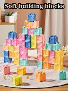 Blocchi per bambini, blocchi per bambini piccoli, giocattoli per impilare e costruire per bambini, 8/16/24/32 blocchi morbidi ed educativi - numeri, forme, blocchi per bambini per festa di nascità, colori, animali - One Two Squeeze - 6 mesi +, giocattoli per impilare per bambini da 1 a 3 anni, colore casuale, per la stagione back-to-school, Ognissanti, Natale