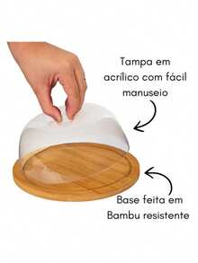 Kit Mesa Posta Em Bambu Boleira Queijeira E Porta Frios 3pç