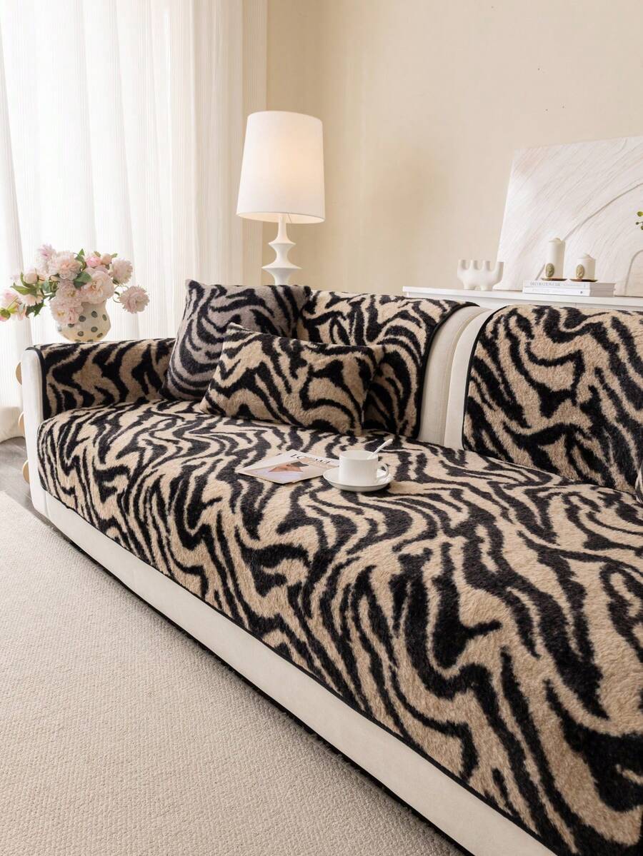 1 pieza Cojín de sofá esponjoso de leopardo premium, Funda de asiento de sofá minimalista lujosa, Anti-polvo, Anti-arañazos, Suave y amigable con la piel para dormitorio, sala de estar, oficina, biblioteca, lugar de fiesta, se ajusta a sofás de 1-4 plazas, sofá en forma de L
