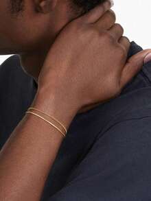 Set de 2 pulseras de cadena de acero inoxidable chapado en oro, diseño minimalista para hombres, adecuado para uso diario, ir al trabajo, vacaciones, regalo para novio