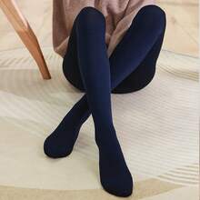 2 Pairs 120D Fleece Lined Tights For Women, High Waist Thermal Leggings & Opaque Pantyhose For Winter - 黑色和海軍藍 - 查看 6
