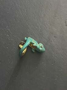 Anillo único y lindo de camaleón azul para mujer y niña, joyería de esmalte, anillo de animal de moda, joyería de fiesta, regalo creativo de cumpleaños y Navidad