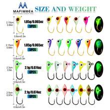 MAFIMOEA 20-22 piezas Juego de señuelos de pesca de hielo mini que brillan en la oscuridad, el mejor accesorio para la pesca de invierno, adecuado para la trucha, el bajo y los peces de agua dulce