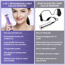 2000mAh Electric Foot Callus Remover, 12-Level Adjustable Pedicure Tool With LED Display, 2-In-1 Cordless Foot File And Nail Grinder With 60 Sandpaper Pieces