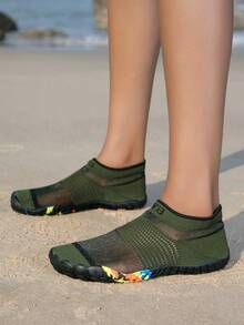 ZVB Couples Water Shoes Suitable For Barefoot Lovers, Soft-Soled Women's Beach Shoes For Swimming, Diving, Outdoor Quick-Drying Summer Sandals, Fishing Water Shoes, Non-Slip Breathable Wading Shoes - Army Green - View 5