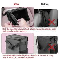 Leakproof Car Trash Can With Lid - Collapsible Automotive Garbage Bin For Trucks & SUVs, Road Trip Essentials Organizer With Storage Bag (Unisex Design) - 黑色 - 查看 5