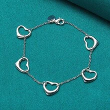 925纯银镀五心手链女士婚礼派对时尚饰品 - 銀色 - 查看 3