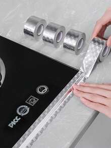 1卷长防水密封胶带，厨房炉灶防油胶带，台面防霉胶带，耐高温铝箔胶带，厨房和浴室配件 - 銀色 - 查看 5