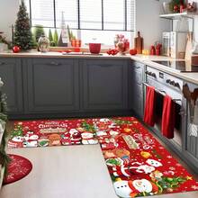 1/2/3pcs Christmas Kitchen Rug Set, Featuring Santa Claus, Snowflakes And Holiday Vibes - Machine Washable, Durable, Non-Slip, Suitable For Kitchen Floor - Multicolor - View 6