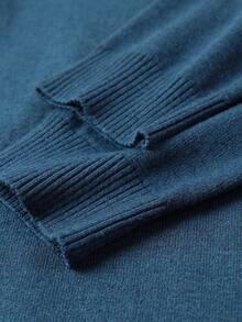 Áo len dệt kim nhẹ, cổ đứng, tay dài, màu trơn, tối giản, thường ngày, dành cho nam, mùa thu/đông - Màu xanh lam - Xem 10