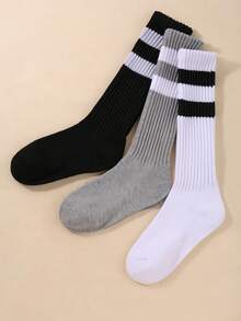 6 Pairs Of Stacked Socks, Parallel Bar Stacked Socks, Suitable For Girls' Daily Life/Dressing, Autumn And Winter Styles, Breathable, Comfortable, Soft, (1-16 Years Old)