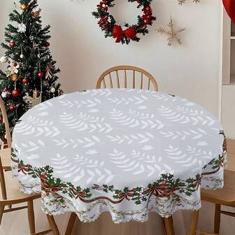 1/36 st julkransmönster bordsduk - 100 % polyester rektangulär rund bordsduk med prägling, lämplig för högtidsfester, familjesammankomster, festlig atmosfärdekoration